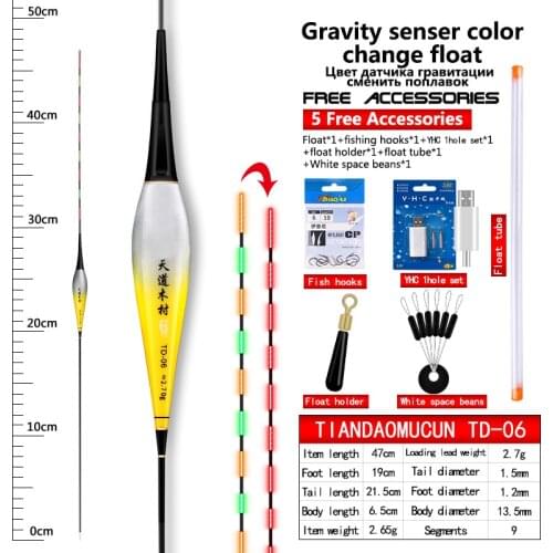 Color Changeable Float+1Space Bean+1Set Rechargeable Batteries+Float Holder Automatic Bite Alarm LED Light Luminous Smart Float