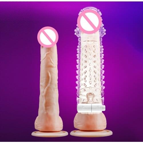 Vibrator Penis For Couple Increase Thickening G-Spot Point Sex Toy Product Condom For Woman Man Penis Pump Big Particle Spike