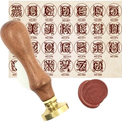 Wax Seal Copper head wood Handle Curlicue 26 Alphabet DIY Scrapbooking Vintage Ancient Seal Retro Stamp gift seal High Quality79