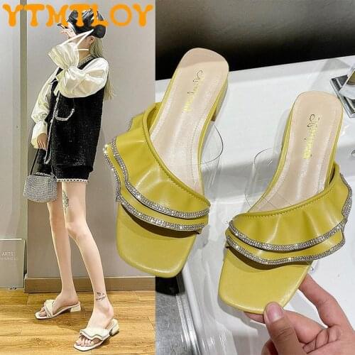 Fairy style lotus leaf lace sandals and slippers women 2021 summer new gentle style rhinestone fairy style sandals and slippers