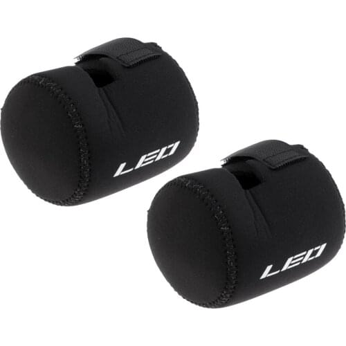 2pcs Elastic Soft SBR Fishing Reel Bag Drum Reel Cover Protective Case Black