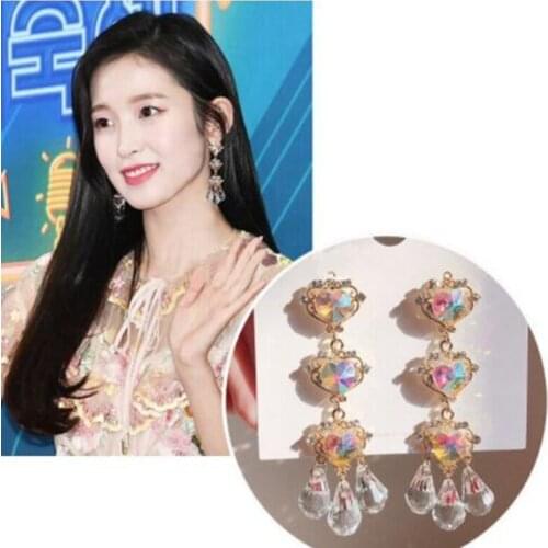 2019 Korean New Shiny Colorful Tassel Crystal Vintage Zircon Heart Drop Earrings For Women Long Pendientes Jewelry