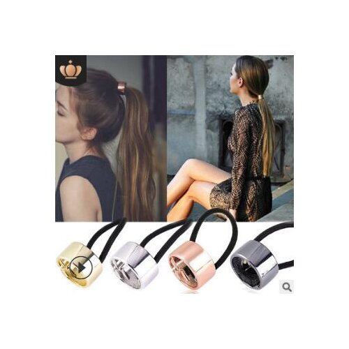 60pcs/lot DIY Simple Multi Metal Horsetail Buckle Hair Bands Cylinder Rubber Band Hair Accessories HA1108