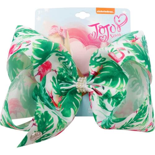 CN Hair Accessories Large Summer Style Hairbow Flamingo Tropical Hair Bows Girls Handmade Ribbon Hair Clip Kids Hair Accessories