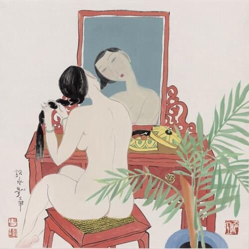 Free shipping Chinese nude art women scenery oil painting canvas painting prints on canvas home wall art decoration picture