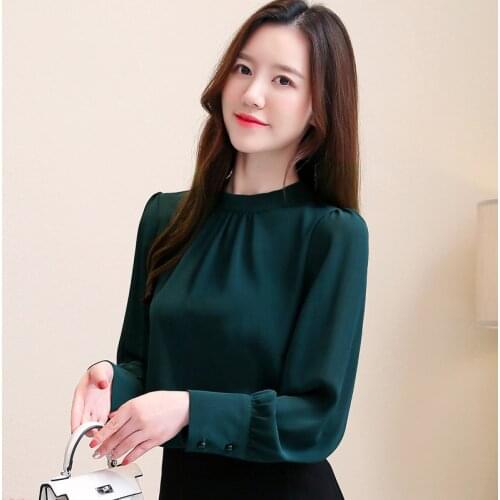 Autumn New Office Lady Blouses Solid Elegant Pullover Blouses Women Chiffon Shirts Long Sleeve Shirt Ladies Tops Blusas 10600