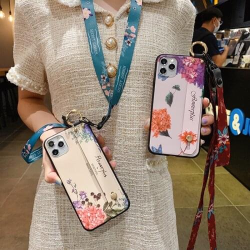 Wrist Strap Bracket Phone Holder For iPhone 12 Mini 11 Pro Max SE 2020 2 X XS 7 6 6S 8 7 Plus Neck Lanyad Coque Capa Stand Cover