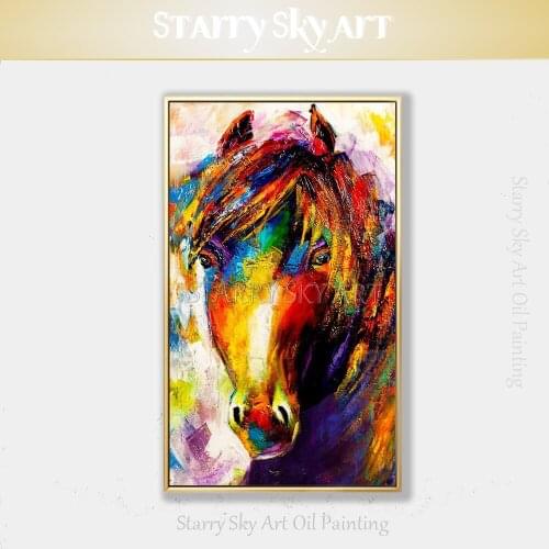 Artist Pure Hand-painted High Quality Abstract Horse Oil Painting Skin Texture Canvas Acrylic Painting Knife Horse Oil Painting