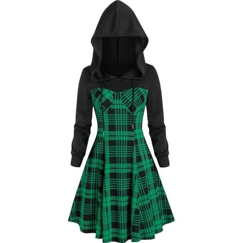 Plaid Christmas Dresses Women Clothing Long Sleeve Party Casual Loose Ladies Dress Western Style Retro Fashion Vintage Dress