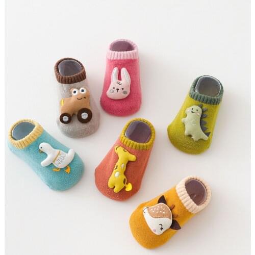 6Colors Baby Cotton Socks Shoes Walk Socks Shoes Non-slip Infant Toddler Floor Casual Toddler Anti-slip Socks Grip Slippers