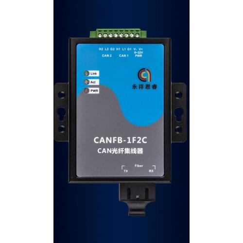 2 Port CAN to Fiber Converter CANOpen DeviceNet Hub CANFiber Single Mode, SC or ST Interface 20KM Industrial Grade