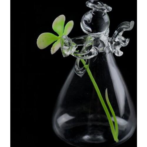 Angel Clear Glass Wall Hanging Vase Bottle for Plant Flower Decorations