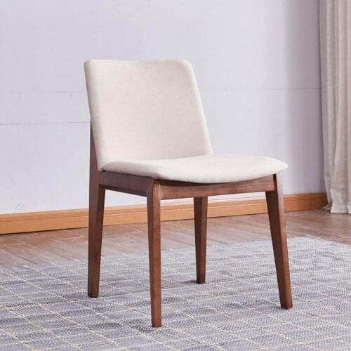 Nordic black and white wax wood all solid wood dining chair cloth seat back chair Italian light luxury dining chair restaurant