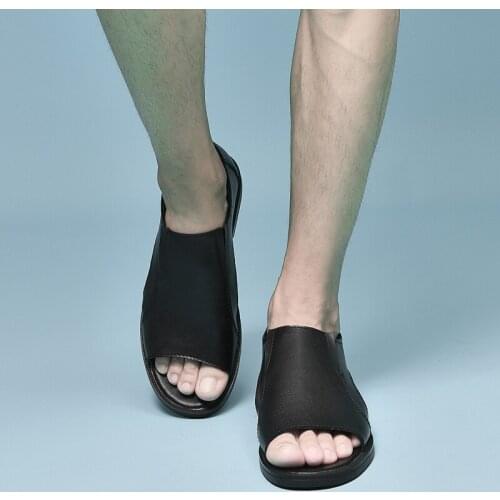 Shoes men Vintage British Mens Cool Fashion Summer Sandals Beach Outdoors Mens Sandals Personality Slip on Flat Casual Sandals