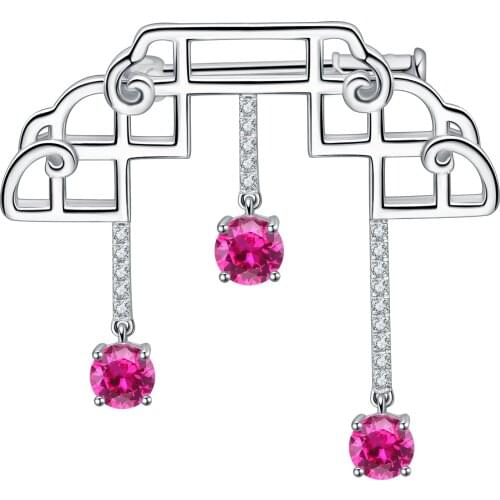 Zhanhao New Arrivals Luxury 925 Sterling Silver Jewelry Set For Women Brooch Pin Designer Red Corundum Brooches