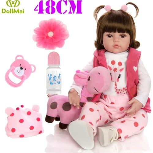 19"48cm Handmade Babies Doll Silicone Vinyl Reborn menina fashion bebe alive DIY real looking dolls kids birthday cute gift