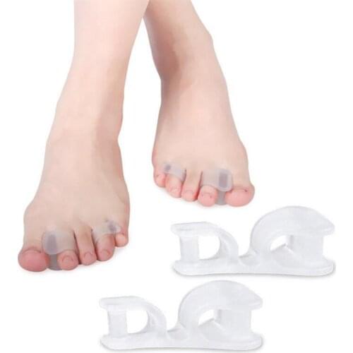 2Pcs Silicone Gel Forefoot Pads Big Toe Two Hole Thumb Valgus Toe Separator Insoles Foot Fingers Protector Corrector