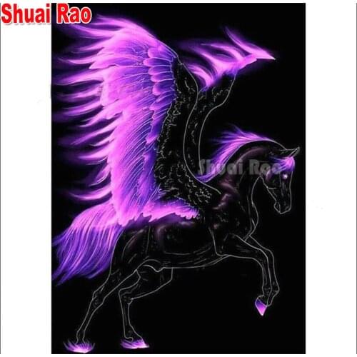 2022 Gift Unicorn Wings diamond embroidery full round cross stitch diamond painting 3d Picture wall sticker decor handmade gift