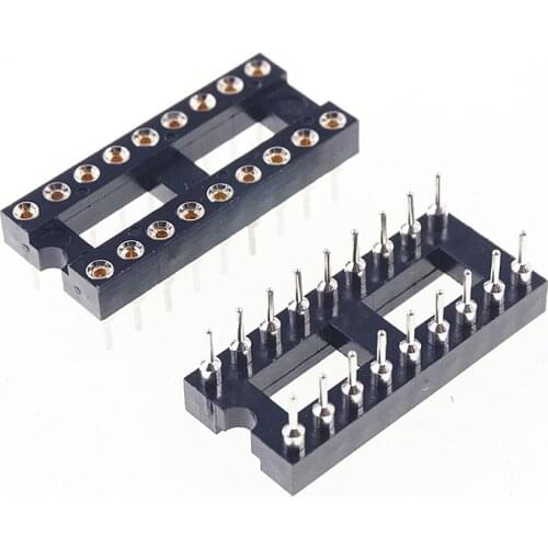 5pcs 0.100" 2.54mm Pitch IC socket Narrow 18 Position 2x9 18 Pin machine Pin Row spacing 7.62mm DIP Through hole solder