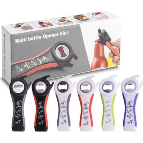 1Pcs Creative 5-in-1 multi bottle opener stainless steel non-slip opener colors optional Kitchen Tool for can/beer bottle
