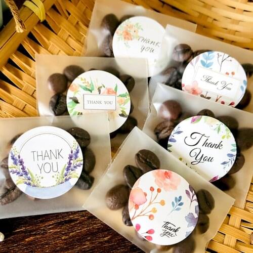 60pcs Creative Floral Thank You Stickers Wedding Party Gift Box Packaging Sealing Labels DIY Cookie Candy Bag Bakery Sticker