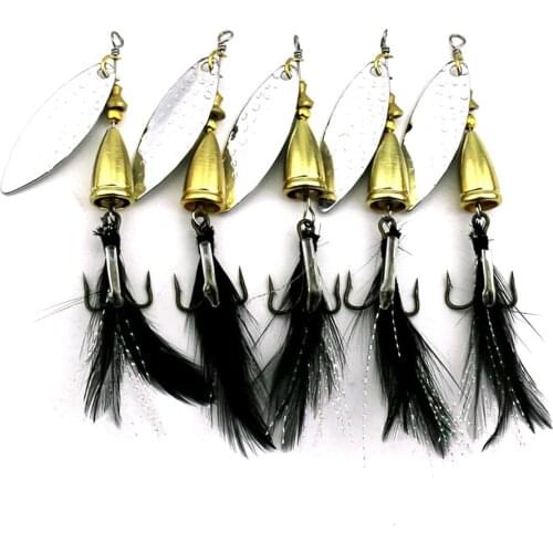 8.5g Fishing Lures Trout Spoon Metal Spinners Baits for Jig Fly Fishing Baits Sea Hard Lures With Feather Hooks Pesca