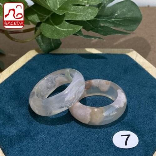 Baceda manifesting & nurturing dreams live life to the fullest Nature Stone Sakura Agate Ring For Men and Women