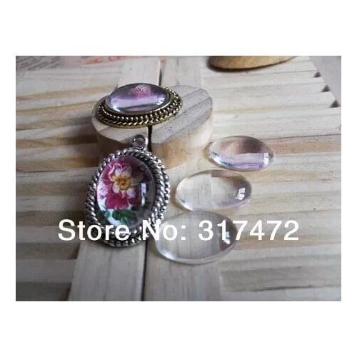 Free shipping! !!! DIY pendant Blanks manual accessories retro glass gem patch (arch) 13 x 18 mm Cabochon Setting