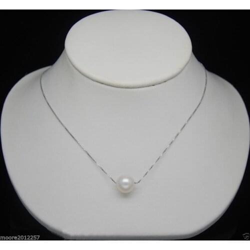 Fashion Natural 9-10mm AAA+ white pearl pendant Necklaces&chain Tibetan silver