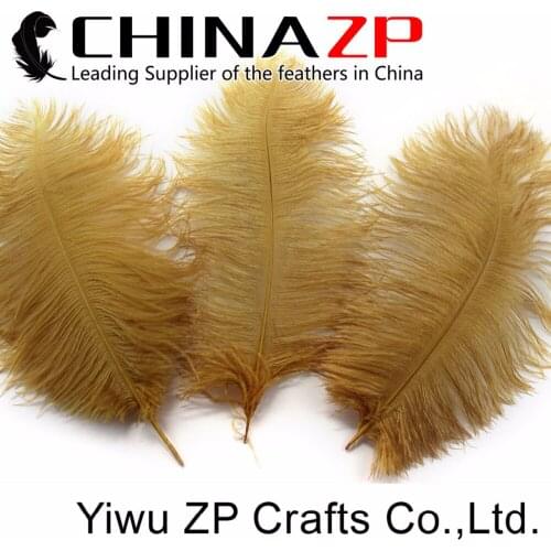 CHINAZP Factory 10"-12" (25-30cm) Length 100pcs/lot Good Quality Dyed Light Brown Ostrich Feathers Plumage