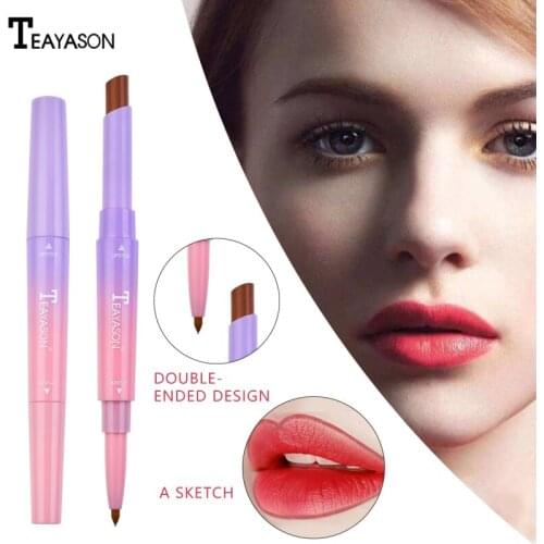 TEAYASON Double Head Matte Lip Liner Matte Long Lasting Lip Pencil Color Moisturizing Lip Balm T0918