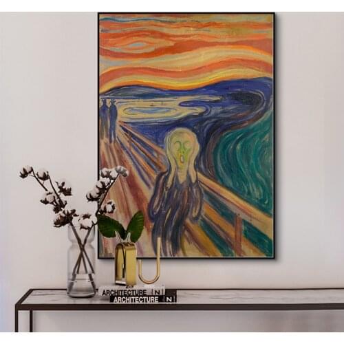 Edvard Munch Scream Shout Abstract Oil Painting on Canvas Art Famous Posters and Prints Wall Picture for Living Room Home Decor