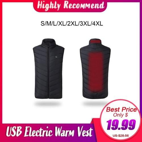 Electric USB Heated Warm Security Intelligent Winter Vest Men Women Heating Coat Jacket for Motorcycle Travelling Skiing Hiking