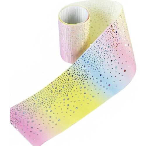 Hyfsy 3 '75mm gradient rainbow ribbon 2y 10 y DIY gift wrap handmade material polka dots laser hair bow Grosgrain ribbon silver