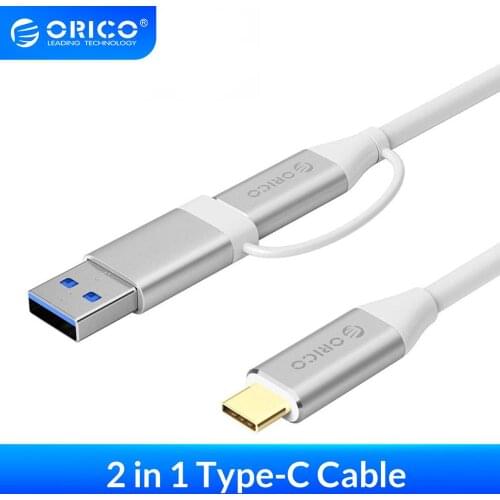 ORICO 2 in 1 interface Cable Type-C to C&A Dual-Plug Cable USB3.0 High Speed Transmission 5A 10Gpbs Charging Cable For Phone