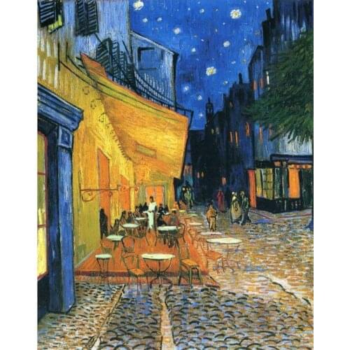 100% Hand Made Canvas Wall Art Oil Painting for Home Decor Van Gogh Painting Reproduction Cafe Terrace At Night No Framed