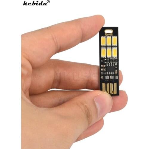 Kebidu 10pcs Mini Pocket Card USB Power 6 LED Keychain Warm Light 1W 5V Touch Dimmer for Power Bank Computer Laptop