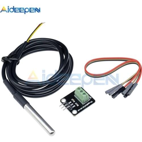 DS18B20 Temperature Sensor Module Kit Waterproof 100CM Digital Sensor Cable Stainless Steel Probe Terminal Adapter For Arduino