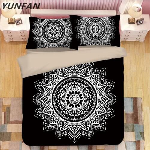 3D Mandala Bedding Sets black Duvet Cover With Pillowcases Flower single double queen king Bedclothes Bohemian 3pcs Bedspreads