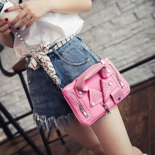 Korean cute suit small square bag fashion personalized womens bag clothes modeling small bag rivet chain messenger bag