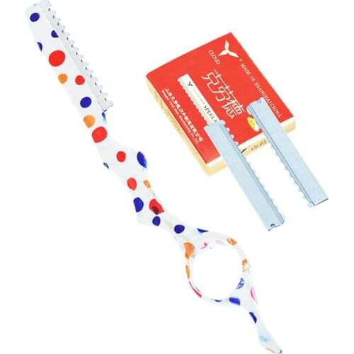 Meisha 1Pcs Barbers Hair Cut Razor 10pcs Blades Shaving Razors Salon Professional Hair Thinning Knifes Change Blade Razor HC0005