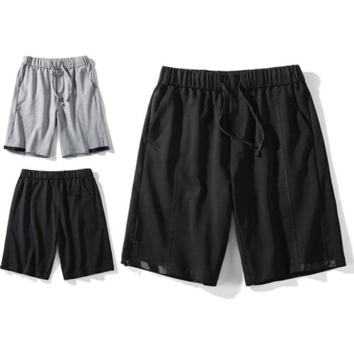 2021 New Summer Men Shorts Mid Rise Drawstring Solid Color Pockets Loose Short Pants for Sports Running Gym Jogging Shorts