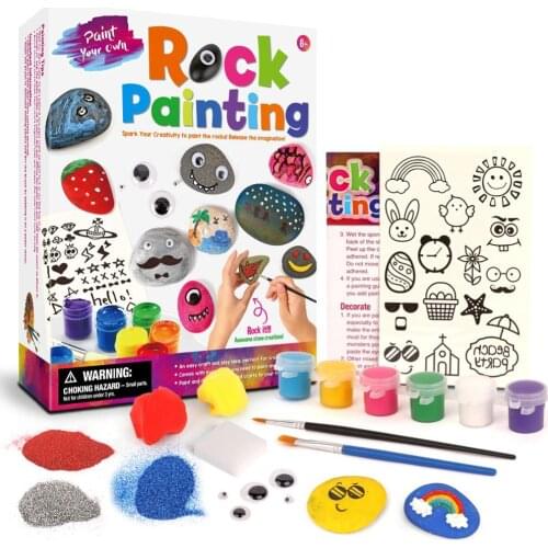 NEW Kids Creative Handmade Pebble Stone Graffiti Painting Art DIY Drawing Toy Set Childrens educational art painting set toys