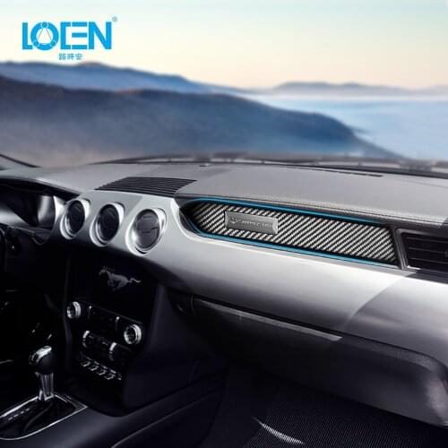 For Ford Mustang Carbon Fiber Interior Car First Officer Dashboard Decoration Sticker Strip 2015 2016 2017 2018 2019 Accessories