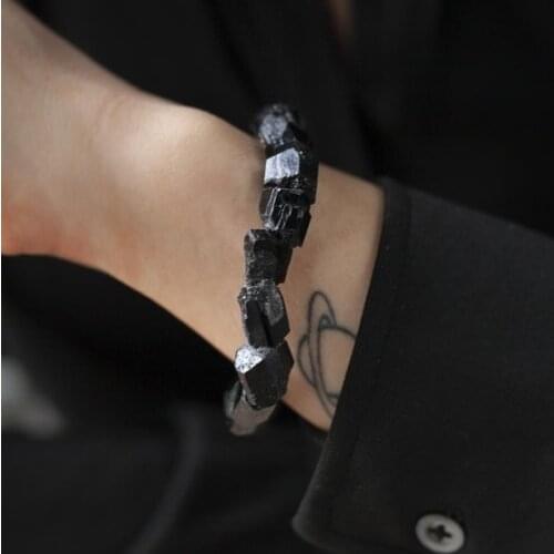 Raw Stone Stretch Bracelet Black Tourmaline Bracelet | Natural, High-Quality
