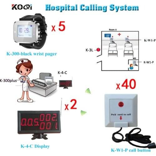 New Arrival Patient Call Service Hospital Equipment 2 Display+5 Watch Pagers+40 Buttons Nurse Call Systems Free Shipping
