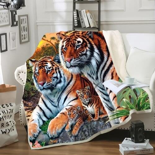 Animals Tiger Throw Blanket 3D Soft Blanket for Chair Travelling Camping Kids Couch Cover Winter Nap Sofa Blanket