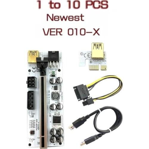 PCI-E Pcie Riser VER010 Profesional Express 1X 4x 8x 16x Extender PCI E USB Riser 010 GPU 6Pin Card SATA 15pin For BTC Miner