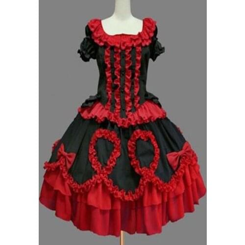 Lolita Dress Short Sleeve Ruffles and Bows Lace Up Classic Lolita One Piece Dress