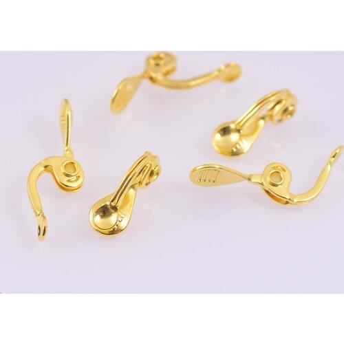 SEA MEW 50PCS Gold Ear Clip For Women,Copper Earrings Accessorie Base Setting For Jewelry Making